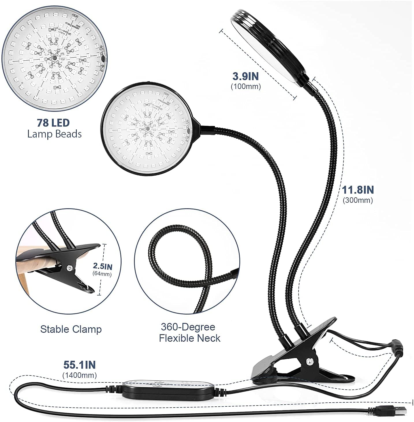 HASTHIP Led Grow Light for Indoor Plant with 5 Gear Adjustable,USB Rechargable Remote Control Plant Grow Lights,Led Grow Light Bulb Can 360° Adjustment for Living Office(1 Head) HASTHIP Led Grow Light for Indoor Plant with 5 Gear Adjustable,USB Rechargable Remote Control Plant Grow Lights,Led Grow Light Bulb Can 360° Adjustment for Living Office(1 Head)